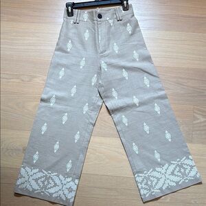 Zara Tan Patterned Wide-Leg Pants